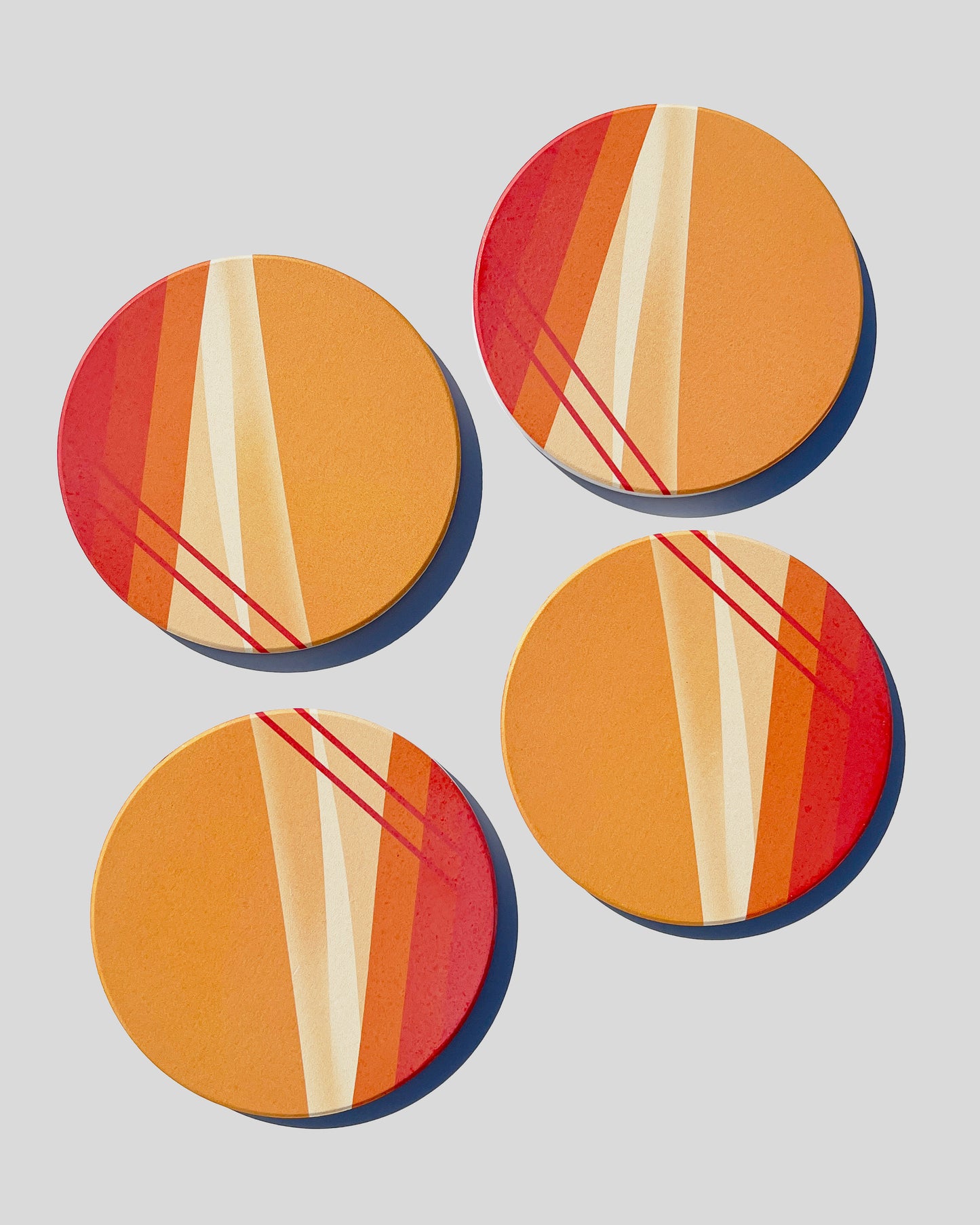 Red-Orange Coasters - Set of 4 (Matte Finish)