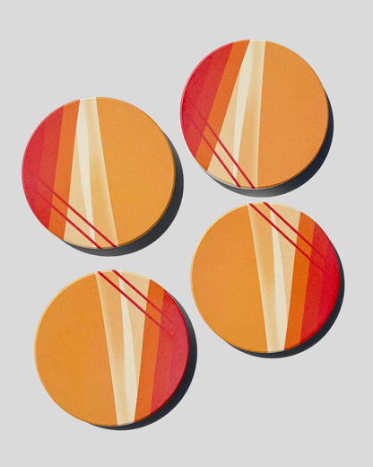 Red-Orange Coasters - Set of 4