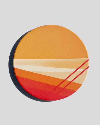 Red-Orange ceramic coaster set of 4 by Niqui Carter, bold red and orange abstract design